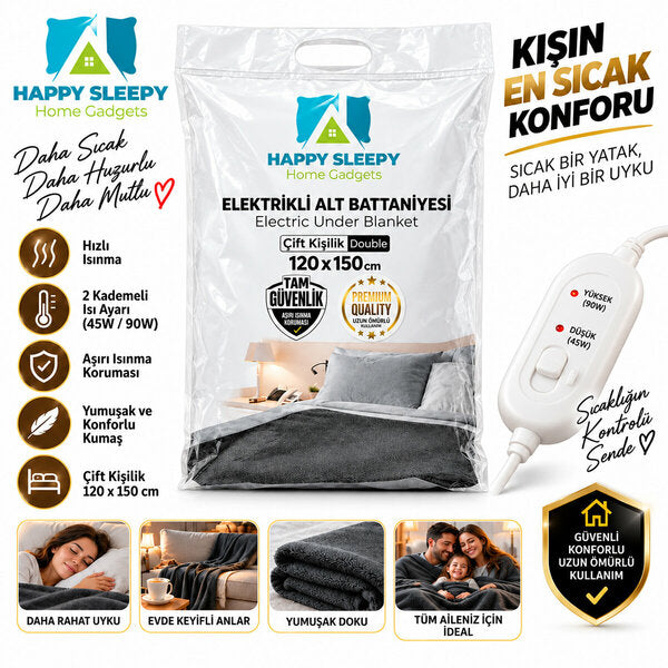 Çift Kişilik Elektrikli Battaniye – 120x150 cm Isıtıcılı Battaniye