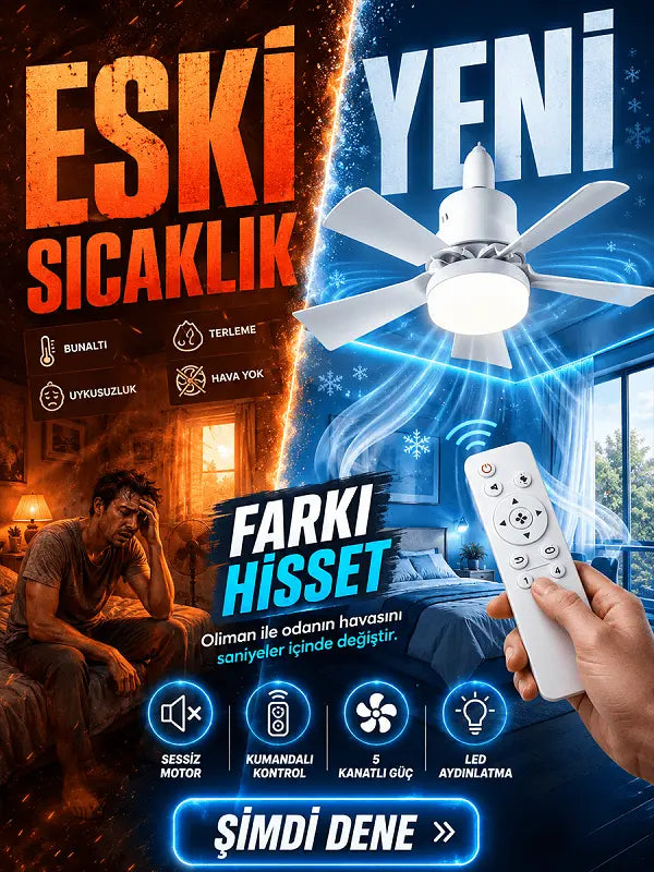 6 Kanatlı Kumandalı Vantilatör Lamba