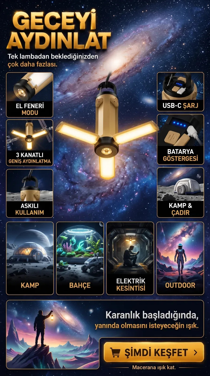 Olinman Açılır Kamp Lambası