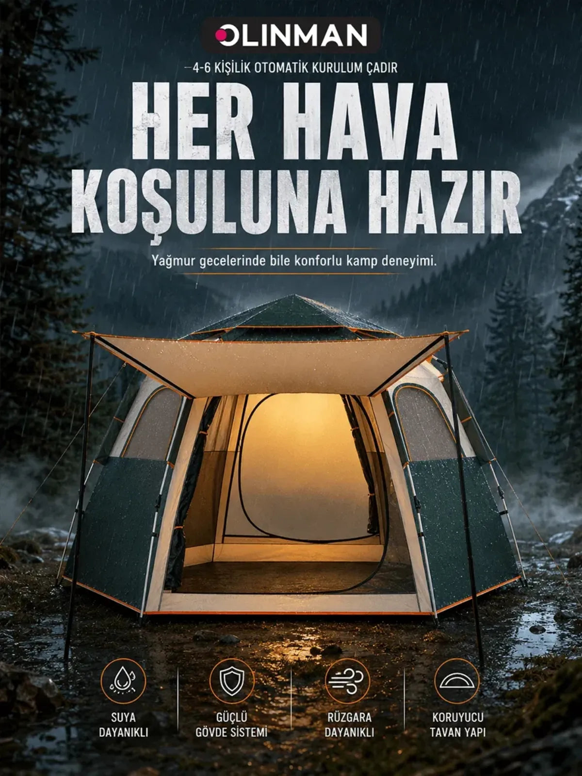 4 Kişilik Otomatik Çadır